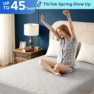 Luna Petal Pattern Waterproof Mattress Protector, Soft & Dirt-Proof Fabric with Deep Pockets (Fits 6–18 Inches), Ideal for Bedroom, College Dorm & Hotel Use mattress toppers mattress topper