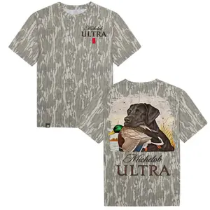 Mossy Oak Camo Hunting T Shirt Michelob Ultra Style Classic Fit Model Soft Breathable Cotton Short Sleeve Duck Dog Graphic Outdoor Casual Unisex Gift