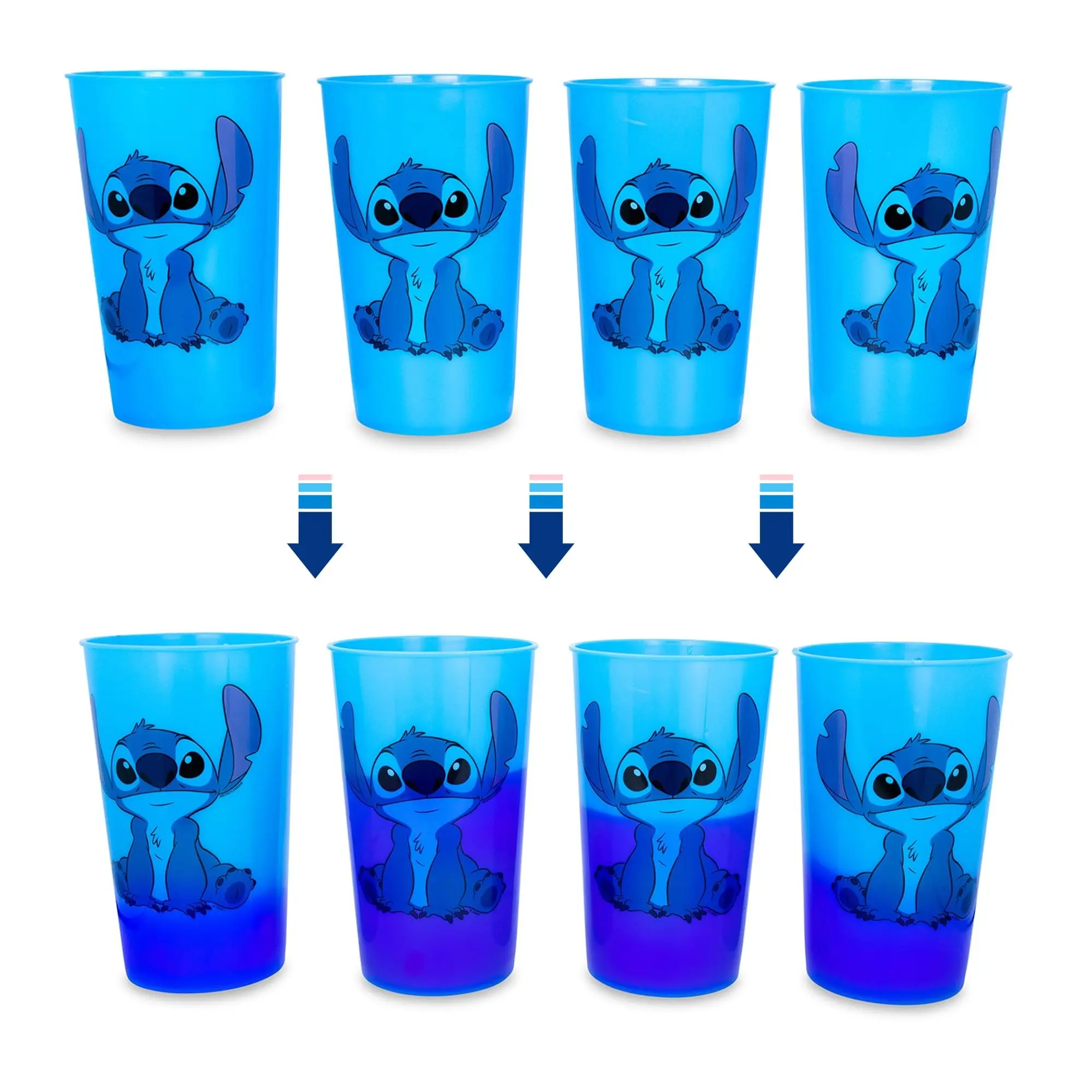 Disney Lilo & Stitch Color-Changing Plastic Cups | Set of 4, Beverage, Funny Glass Cup, Stylish Drinkware
