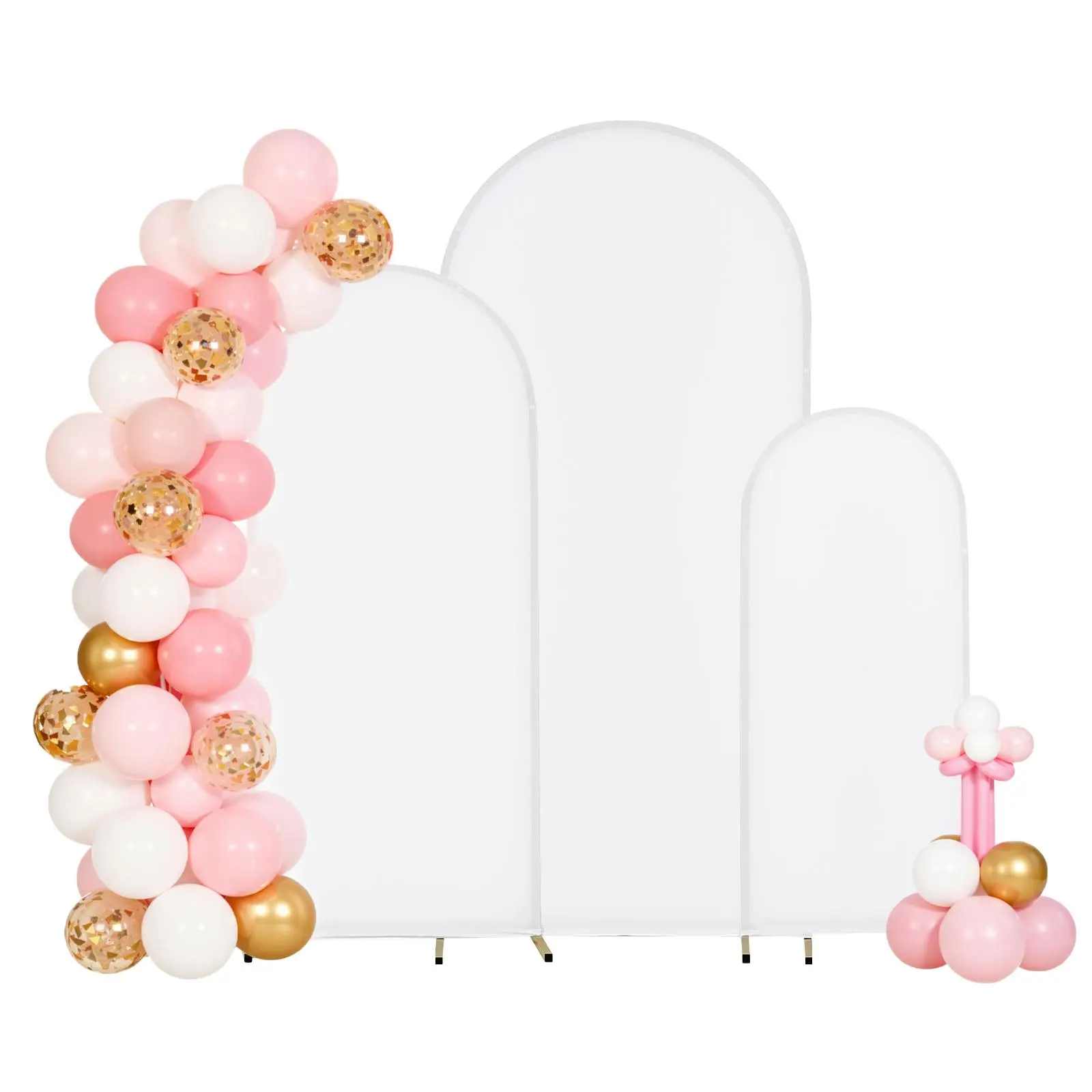 【SummerFinds】VEVOR Arch Backdrop Stand, Set of 3, 6/5/4 ft, Stable Structure, Easy Assembly, Gold Metal Arch Backdrop Stand with Cover, for Wedding, Birthday Party, Graduation, Celebration, and Ceremony Decoration