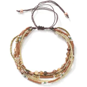 Adjustable Wrap Bracelet Bohemian String Braided Beads Anklets s for Women