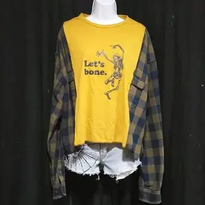 Let's Bone Skeleton Upcycled Oversized Flannel