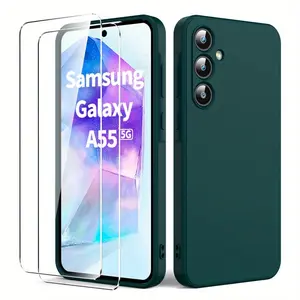 3 Set [1 Phone Case with 2X Clear Screen Protectors] Cover for Samsung Galaxy A56 5G A36 A26 A15 A55 A35 A25 A15 A15 A54 A34 A14 with 2 Tempered Glass Protective Film, Ultra Thin TPU Case Shockproof Anti-Scratch Case