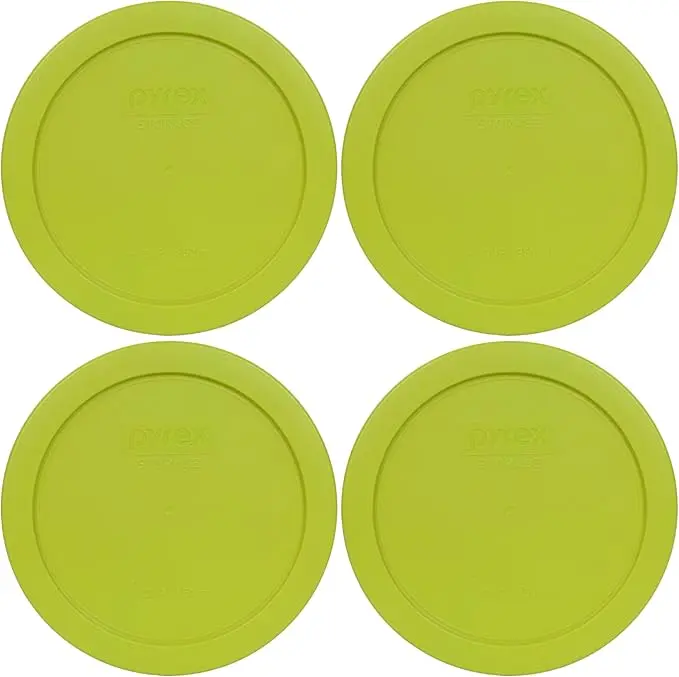 Pyrex 7201-PC Round Reusable 4-Cup Edamame Green Plastic Food Storage Lid Set - Non-Porous, BPA-Free, Made in USA, Cover for 4-Cup Kitchen Containers