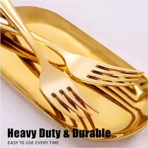300 Pieces Gold Plastic Silverware - Heavy Duty Disposable Gold Cutlery Set Plastic Gold Silverware Set Plastic Includes 100 Forks, 100 Spoons, 100 Knives