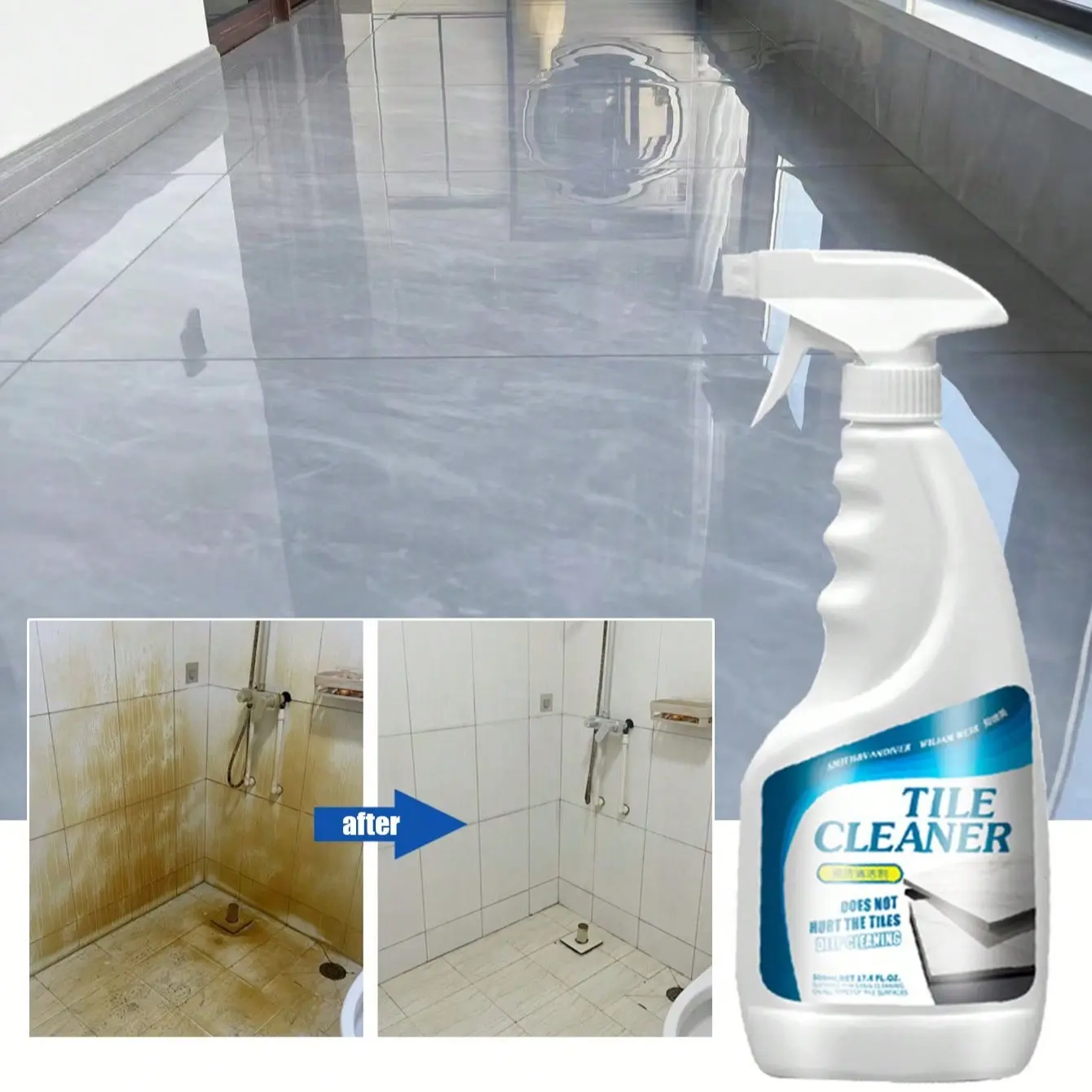 Tile & Floor Cleaner, Multi-Purpose Universal Cleaning Agent, Multipurpose Cleaner, Deep Clean, Restore Shine, Restores Shine, Suitable for Home Living Room Kitchen Toilet, Bathroom Cleaner, Liquid Form, Multipurpose Household Cleaner