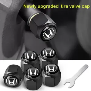 New 4Pcs Car Wheel Tire Valve Caps Air Stem Covers Accessories For Honda Civic Fit Jazz Accord Pilot Passport CRV BRV HRV