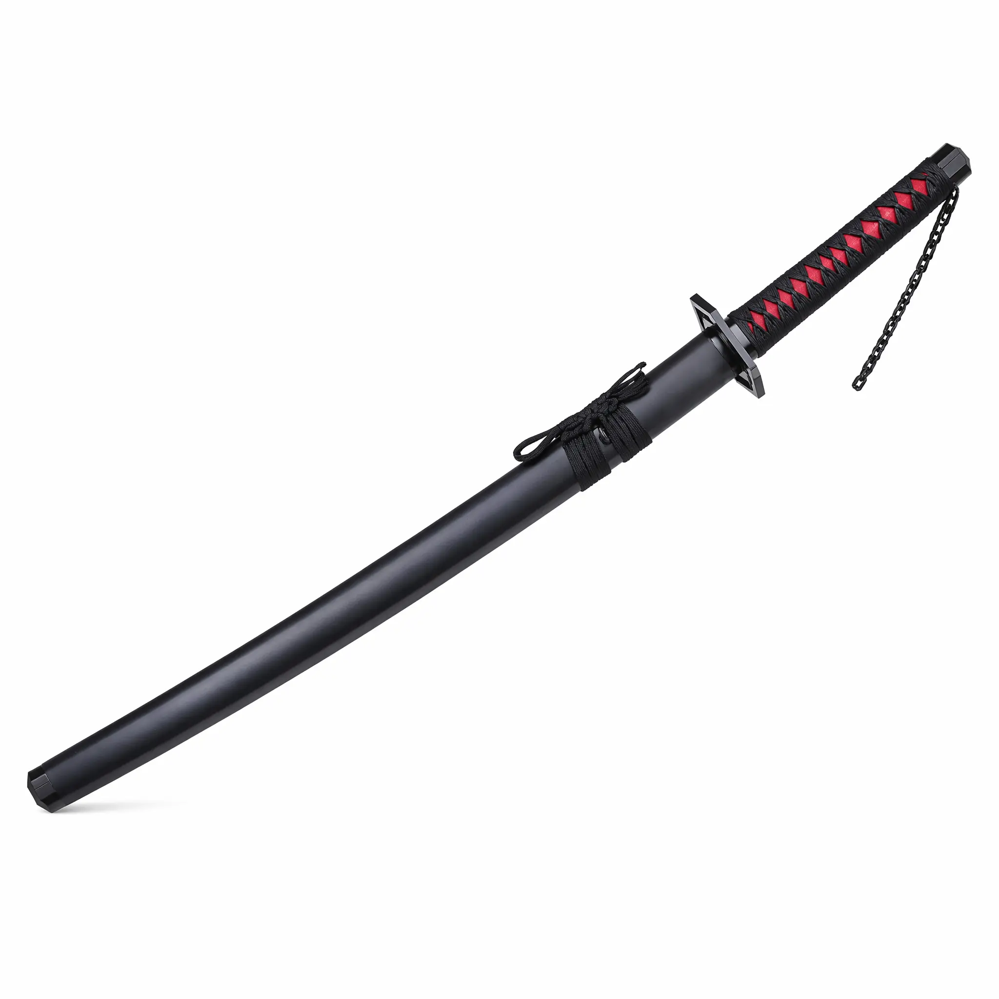 40.7in Soul Reaper Substitute Inspired Katana - Premium Alloy Blunt Blade, Matte Black Bankai Style Prop Sword with Handle Chain & Cross Tsuba, Safe Room Decor