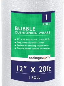 12 inch x 20 ft Bubble Cushioning Wrap, Perforated Every 12" Protective Packing Moving & Shipping Supplies for Boxes & Fragile Items