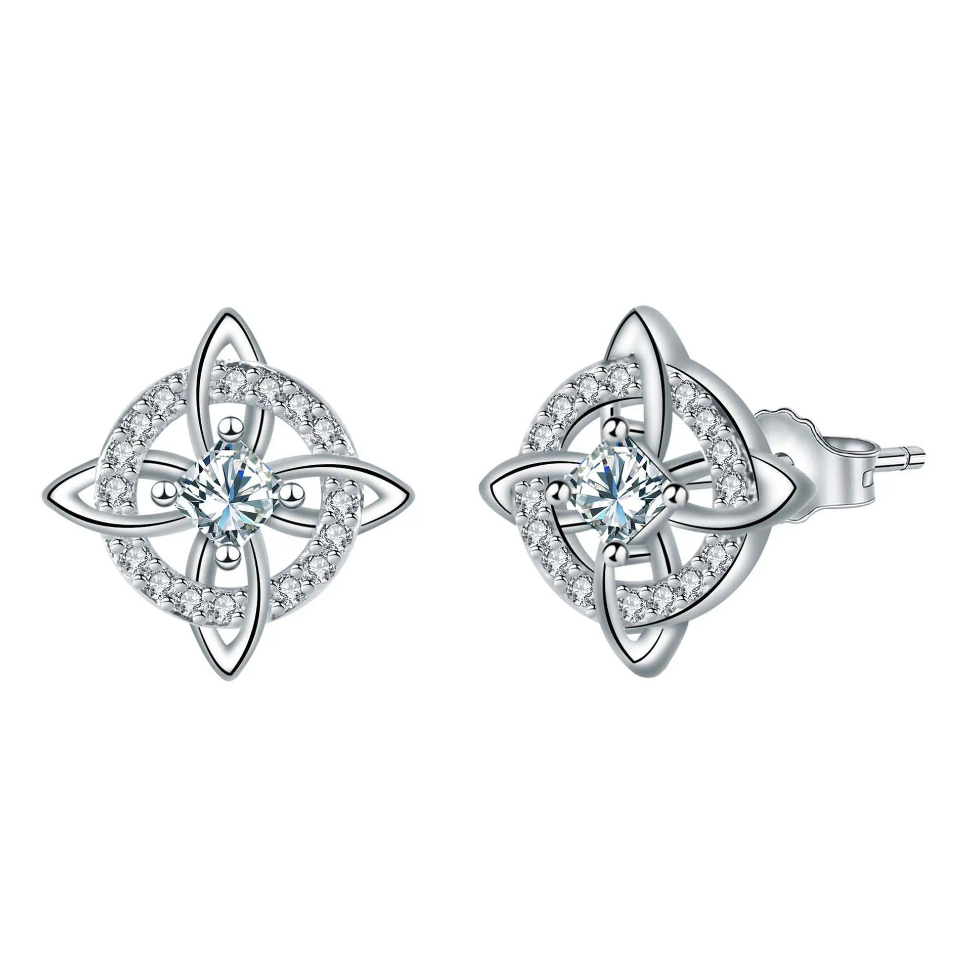 Zircon Celtic Knot Witch Knot Classic Artificial Gemstone Earrings - High-End Fashionable Versatile Jewelry Accessories for Everyday Wear, Girlfriend Gifts