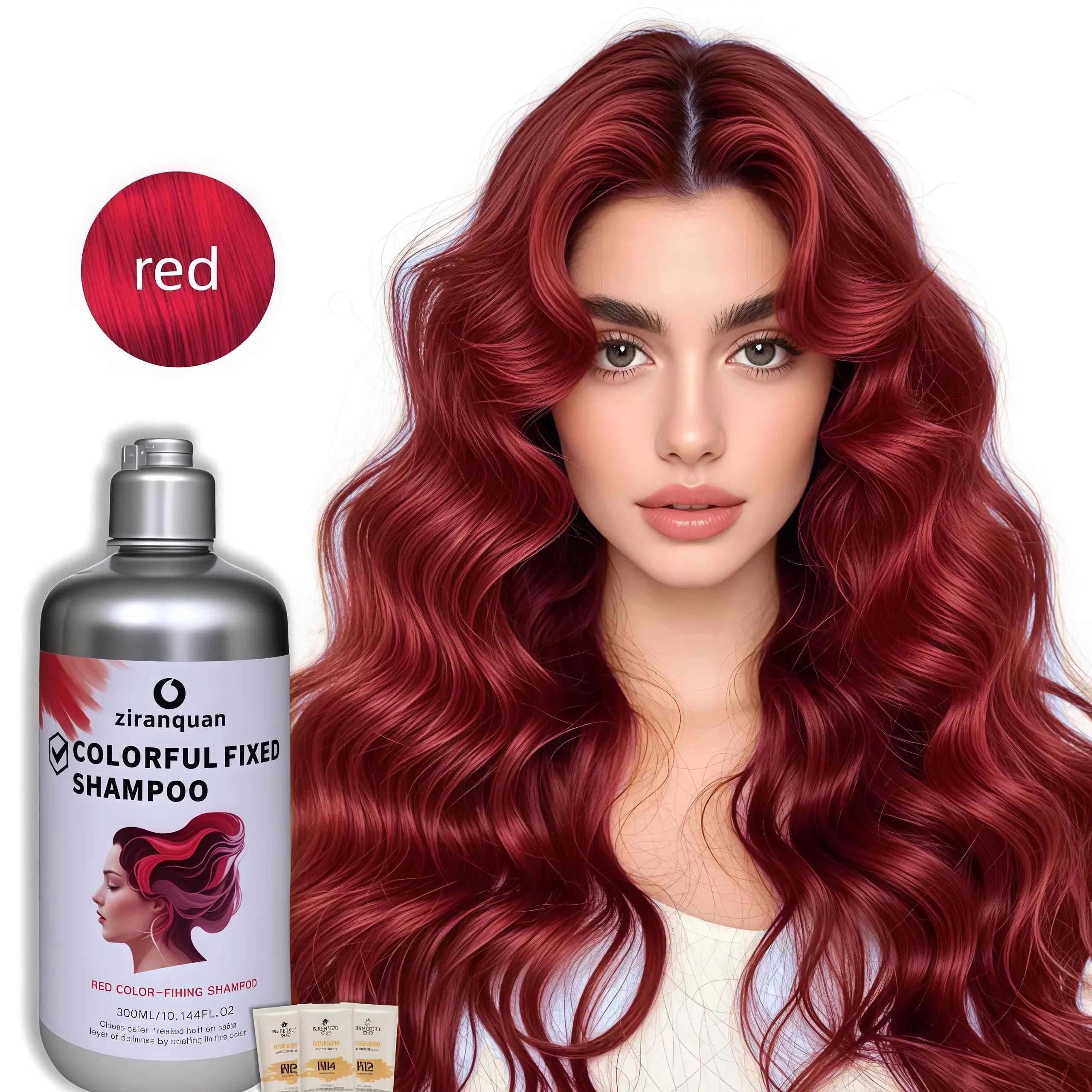 Red Color-Lock Shampoo - Post-Color Treatment Shampoo, Color-Boosting Dye, Fast-Acting Color, Floral Scent, Salon-Grade, Moisturizing & Brightening Hair Care, 10.144oz/300ml Berry Conditioner Haircare
