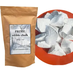 NEW !!! Prime Edible Chalk – Natural Crunchy White Chalk Chunks for Eating, Pica Cravings & ASMR – Pure Ukrainian – Eco Kraft Packaging – 4oz (115g)