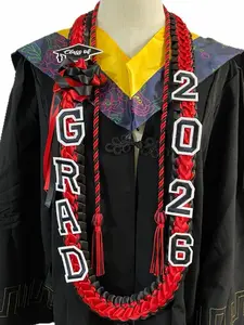 2026 Graduation Ceremony Widened Double-Layer Award Wreath, Handcrafted Fabric with Honor Cord, Multiple Colors for Graduates