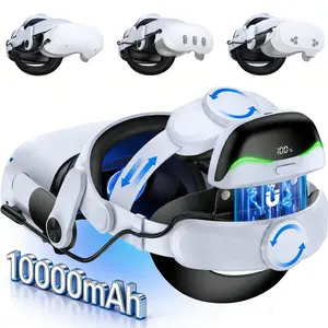 Head Strap for Meta Quest 2/Quest 3/Quest 3S with 10000mAh Magnetic Power Bank,Adjustable Elite Headstrap Replacement VR Headset Accessories Enhanced Support & Comfort & Reduce Pressure