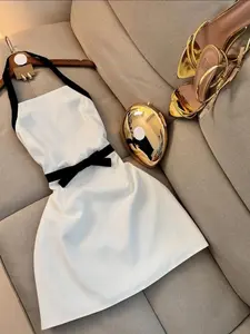 Summer Colorblock Slim Fit Elegant Formal Dress, Simple Fashion, Perfect for Parties, Dates, Casual Wear, Women's Clothing