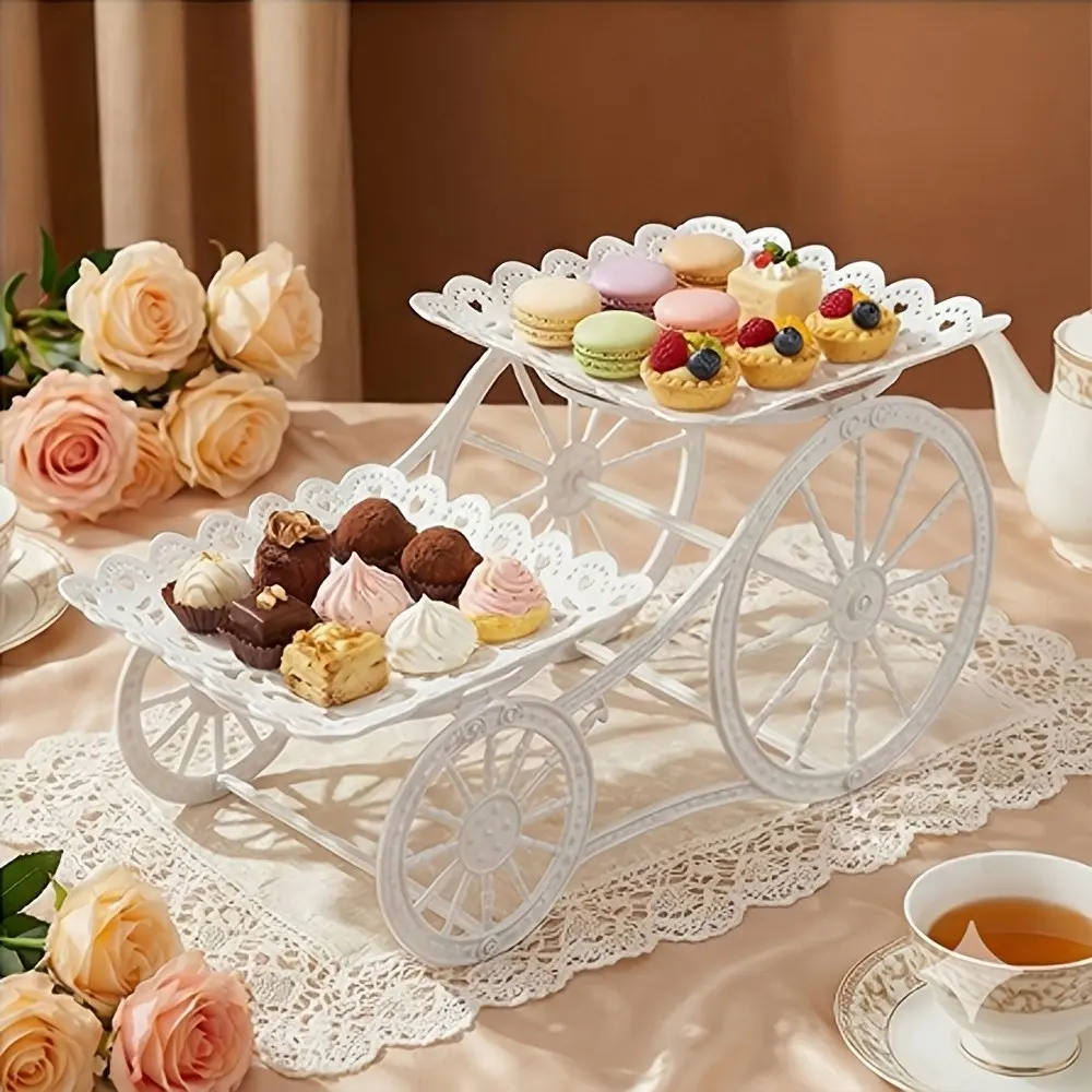 European Style Plastic Multi-Layer Dessert Cart, Ideal for Fruits, Coffee Table Candy Tray, Dessert Stands, Elegant Party Cake Stand, Indoor Afternoon Tea Display