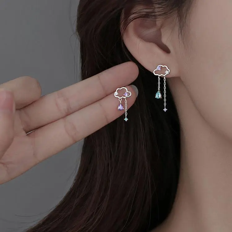 New Fashion Sweet Heart Red Drop Earrings for Women Korean Crystal Long Chain Tassel Earrings Party Wedding Jewelry