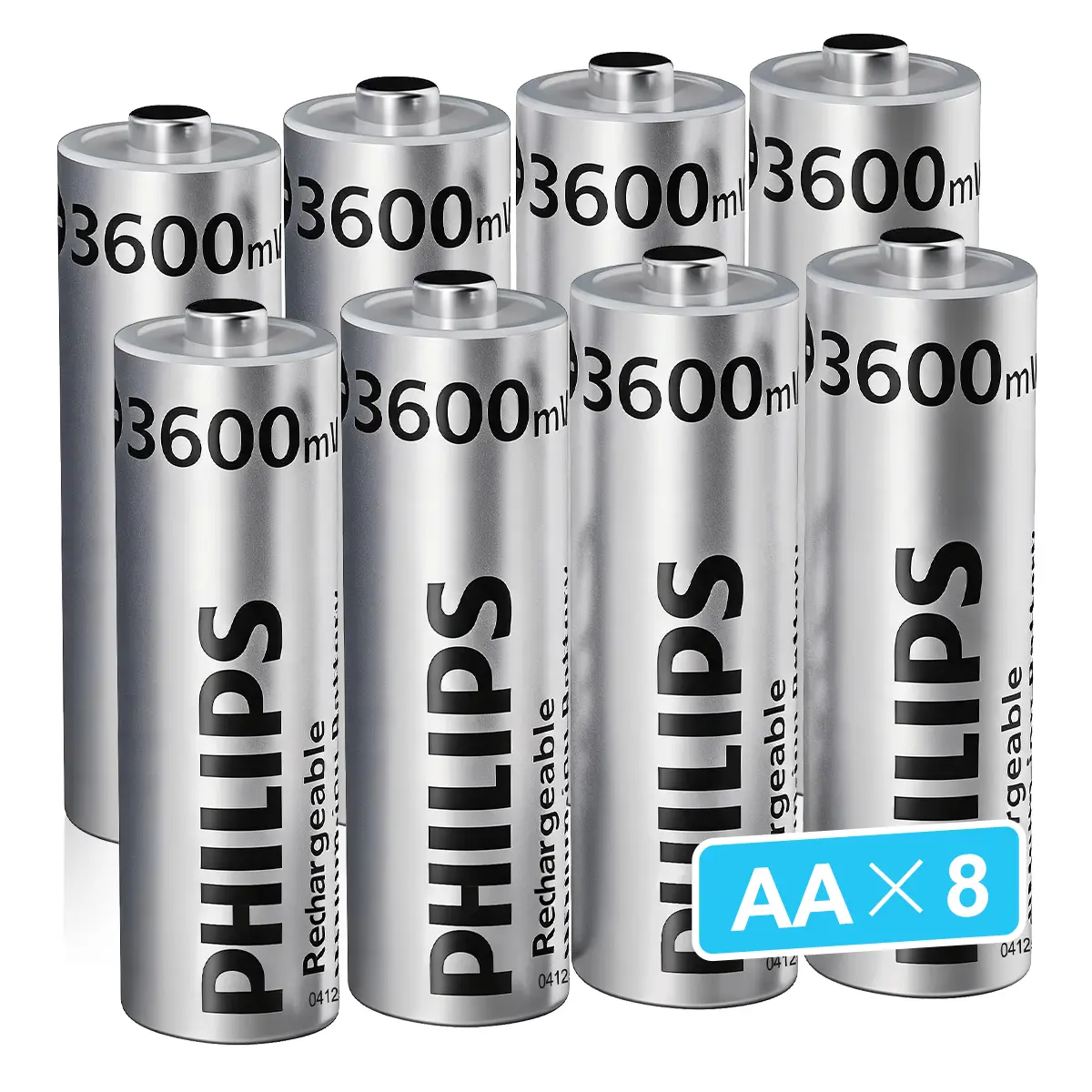 Philips 1.5V Rechargeable AA Lithium Batteries 8 Pack, 3600mWh Lithium Rechargeable Long-Lasting Double A Li-ion Batteries for Blink Outdoor Camera