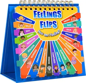 Kids’ Feelings & Emotions Learning Activity Book Kit, Preschool Learning Materials with Flipbook, Mood Chart for Calm Down Corner Visual Learning Tools