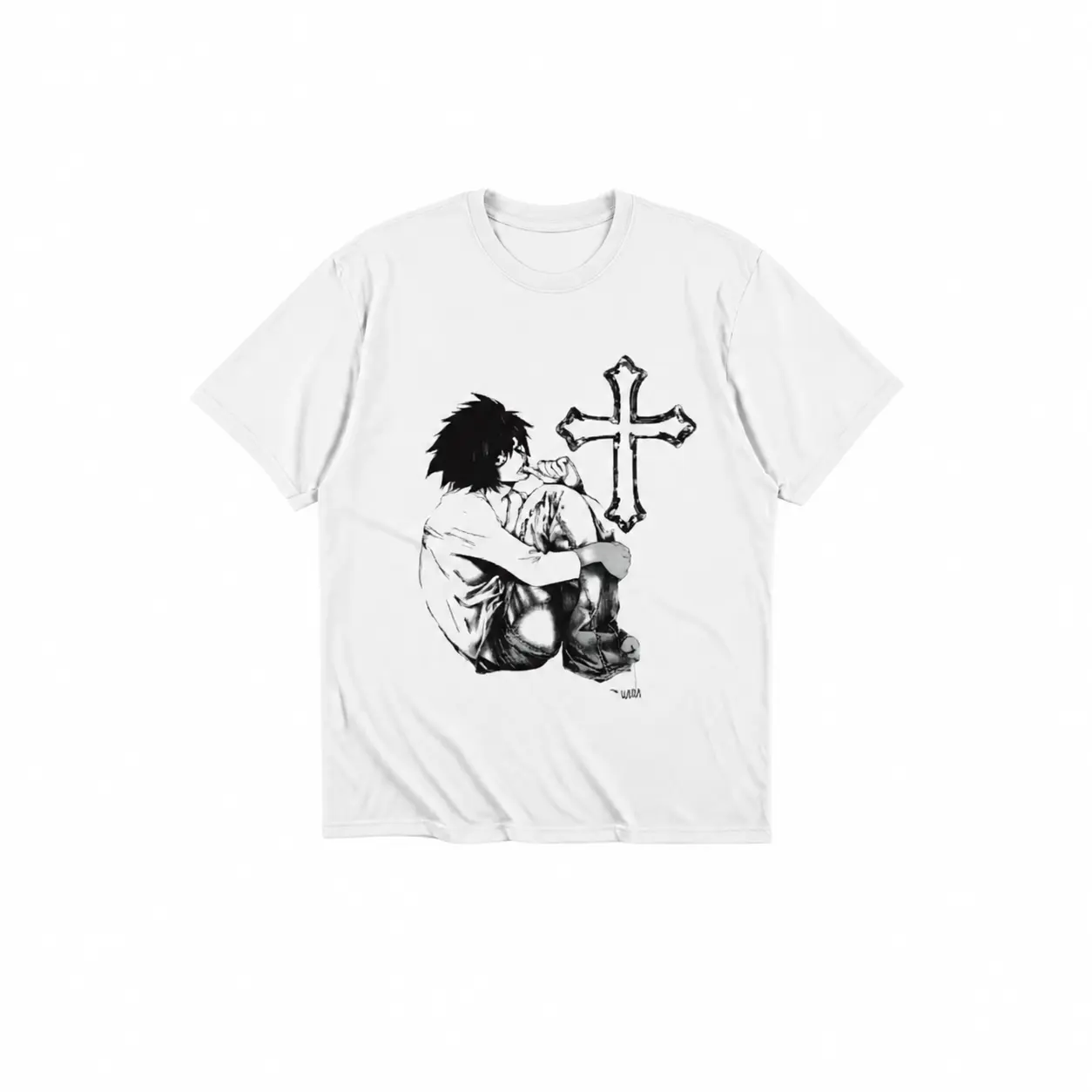 Anime Retro L Death Note Shirt| oversized graphic tees |Gothic Cross Graphic Shirt Grunge Aesthetic|Manga tshirts| y2k shirts gift
