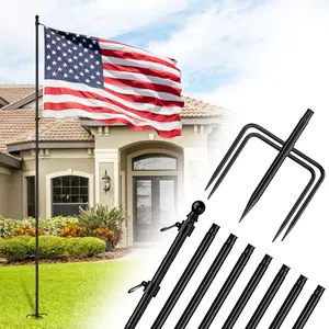 10 FT In-Ground Flag Pole Kit, Heavy Duty Flag Pole Holder with 5 Prong Base, Extra Thick for Outdoor Yard Garden Residential Commercial Decor, 1 Pack (Without Flag)