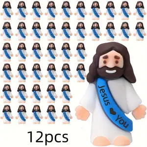 Jesus Figurines Set, 12pcs Miniature Jesus Christ Miniatures for Baptism, Hide and Seek, Religious Events, Religious Decoration, Decor, Religious Home Decor
