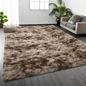 Ultra Soft Silk Wool Solid Color Flocking Carpet, Fluffy Area Rug, Long Hair Rug for Living Room Coffee Table Bedroom Window Seat Home Bedside Mat Floor Pad