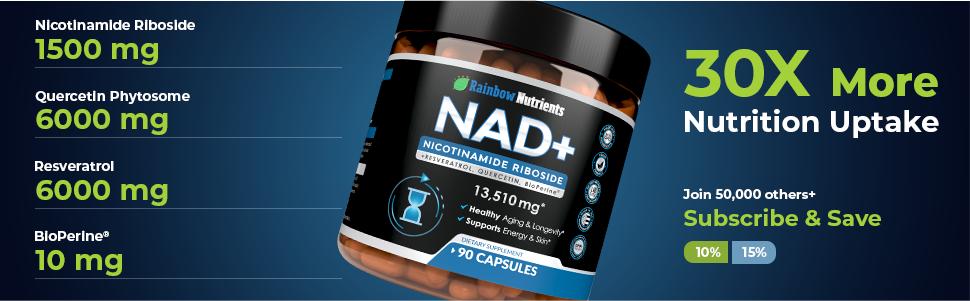 13,510mg NAD+ Supplement- Nicotinamide Riboside, Resveratrol, Quercetin & BioPerine (High Absorption)- Liposomal NAD Booster for Anti-Aging, Cellular Energy, Skin- For Women & Men- 90 V Capsules
