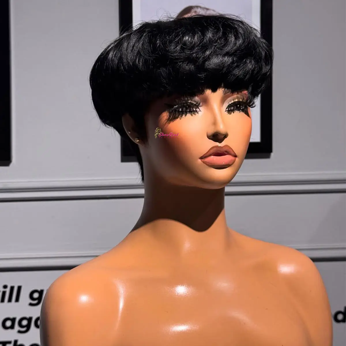 ShowRealHair Bowl Cut Pixie Wig 0501 Pixie Cut Wig for Women Wavy & Fluffy Layered Pixie Cut Style with Fringe Perfect for Daily Wear and Fashion#SummerVibes