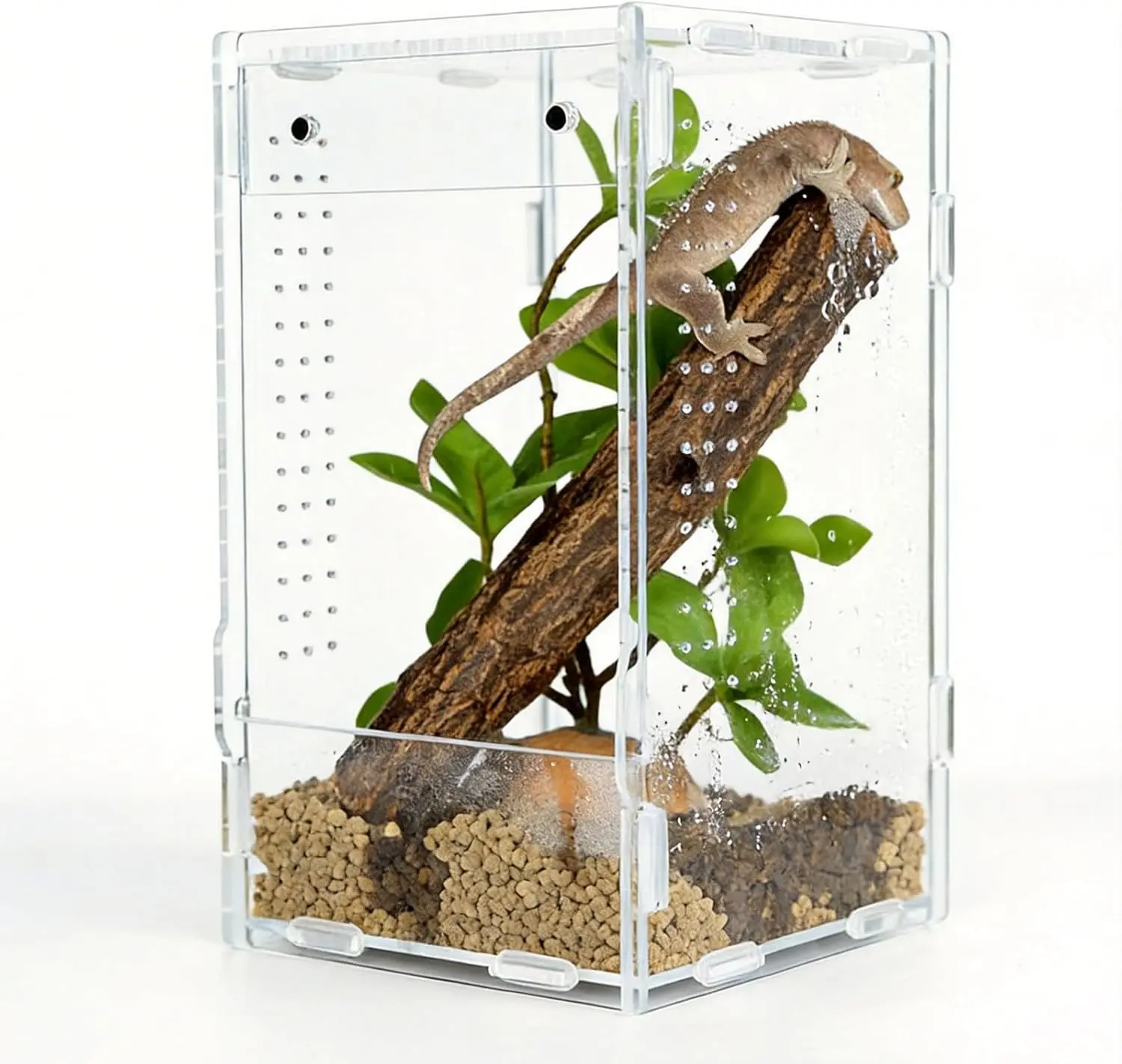 Reptile Tank – Acrylic Reptile Enclosure Terrarium for Crested Gecko, Lizards, Spiders & Snakes – Clear Lizard Habitat Terrarium