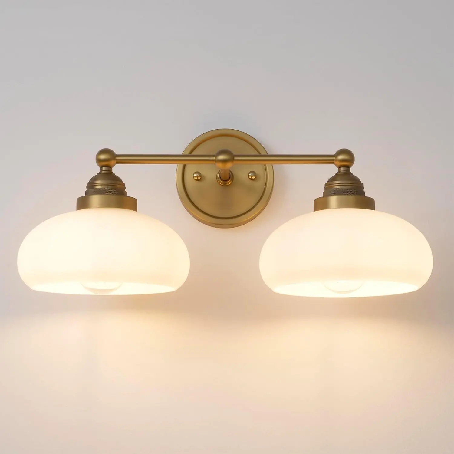 Vintage 2-Light Double-Arm Wall Sconce, Retro Antique Indoor Wall Mounted Lamp Fixture with Milk White Glass Shades, for Living Room, Vintage Home Decor, Wall Sconces