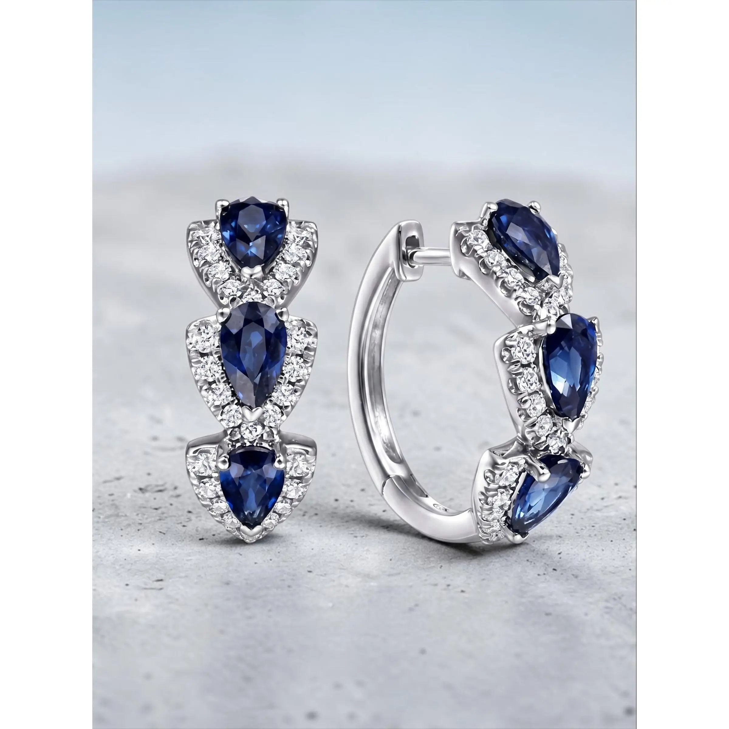 Emerald Earrings – Pear Cut Zircon Hoop Earrings for Women | Gold & Silver Plated Bridal Hoops