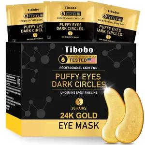 Tibobo 24k Gold Collagen Eye Patches for Puffy Eyes with Hyaluronic Acid,Anti-Aging and Hydrating Eye Treatment, Moisturizer Moisturizing Puffiness