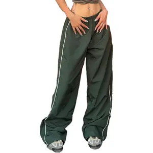 Parachute Pants Wide Leg Baggy Pants Elastic Waist Jogger Sweatpants Track Pants Streetwear