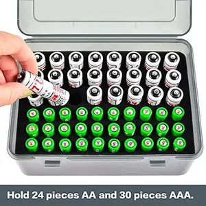 Battery Storage Rack Holds Up to 54 Aa Aaa Batteries, Durable Reinforced Organizer Box for Garage & Home Use, Convenient Drawer Storage Solution