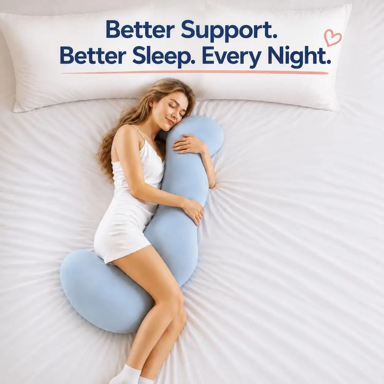 【Back to School】Upgraded Extra-Long BodyAlign FullBody Ergonomic Cooling Pillow, Support Back, Belly, Hips& Legs, Maternity Side Sleeper Pillow for Body Pain Relief