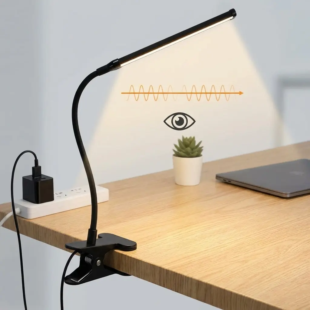 Eye-Caring LED Adjustable Leds Clip Desk Lamp, Adjustable Lighting, Flexible Gooseneck Reading Light, Eye Protection - 10 Dimmable Brightness, 3 Modes, USB Powered Clamp Light for Home Office, Bedside, Dorm