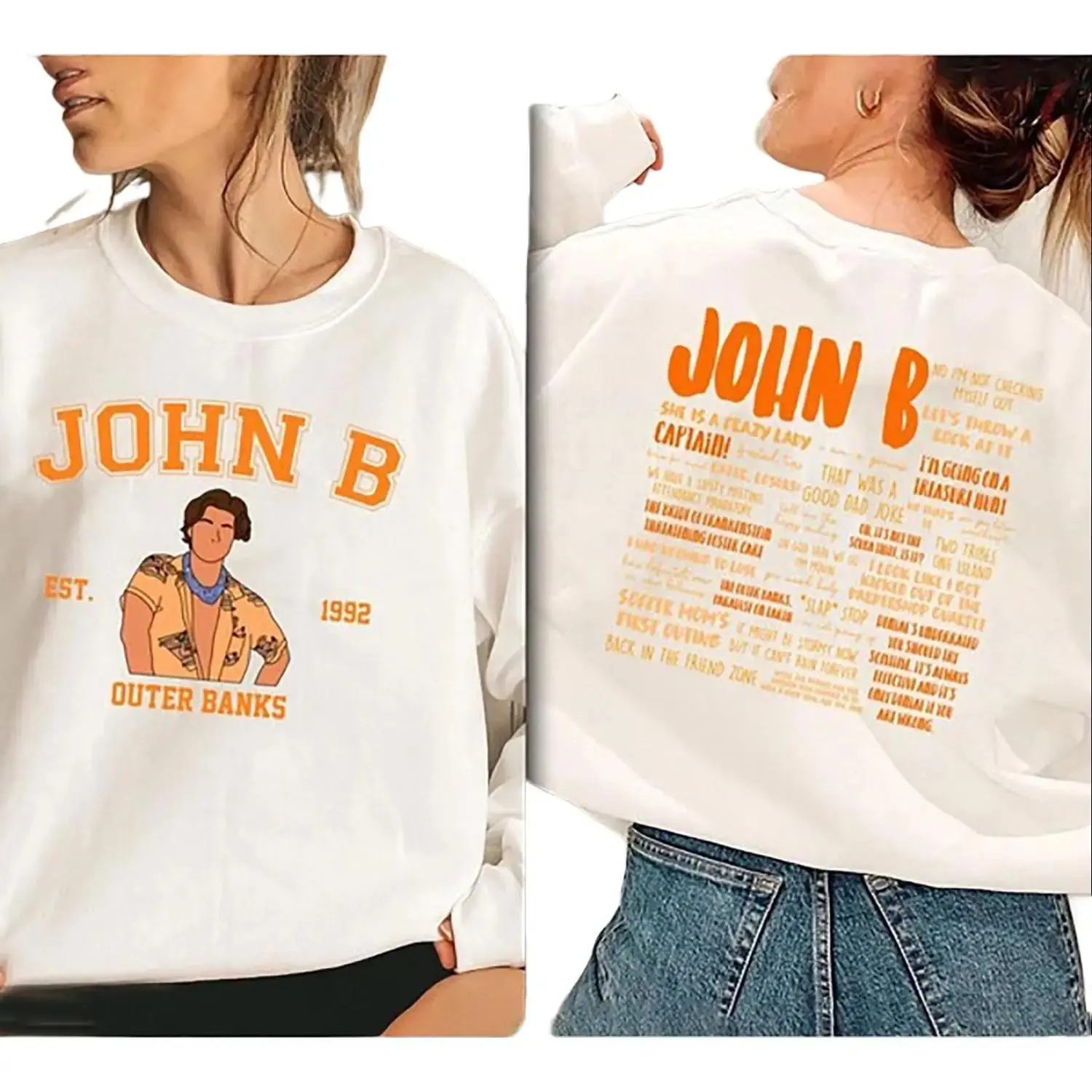 Outer Banks Characters 2 Side Sweatshirt, OBX 3 Sweater, OBX Pogue Life Sweatshirt, John B, Sarah Cameron, Kiara, Pope1
