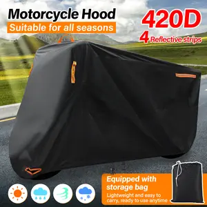 4XL Universal Motorcycle Cover, 295x110x140cm Black Oxford Cloth Waterproof Dustproof Rainproof, Heavy Duty Protection for Large Bikes