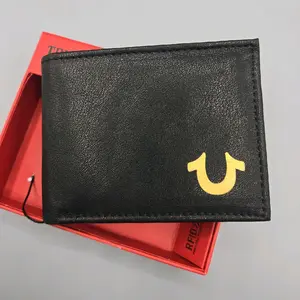 True Religion Genuine Leather RFID Blocking Protection Black Bifold Men's Wallet