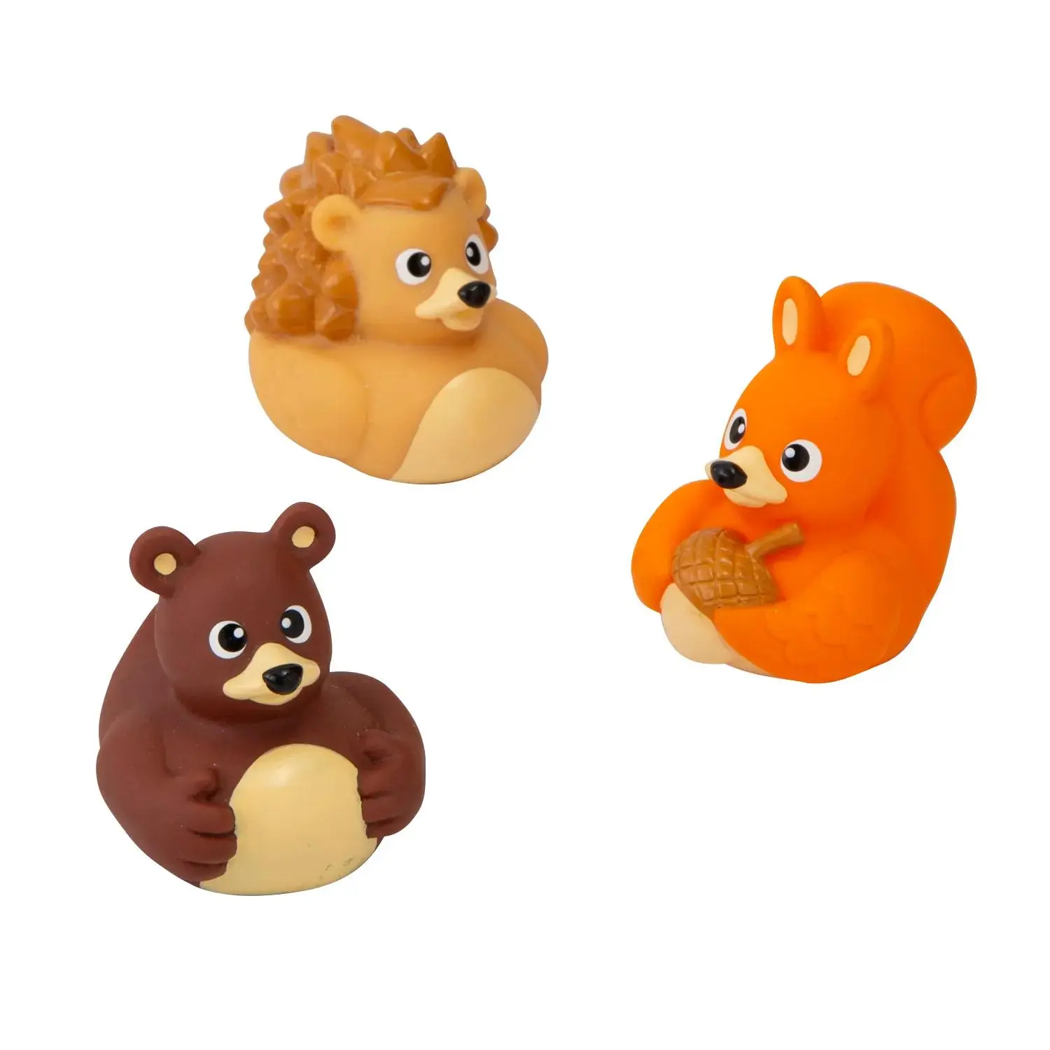 2" - 2 1/2" Woodland Animal Squirrel, Hedgehog & Bear Rubber Ducks - 12 Pc.