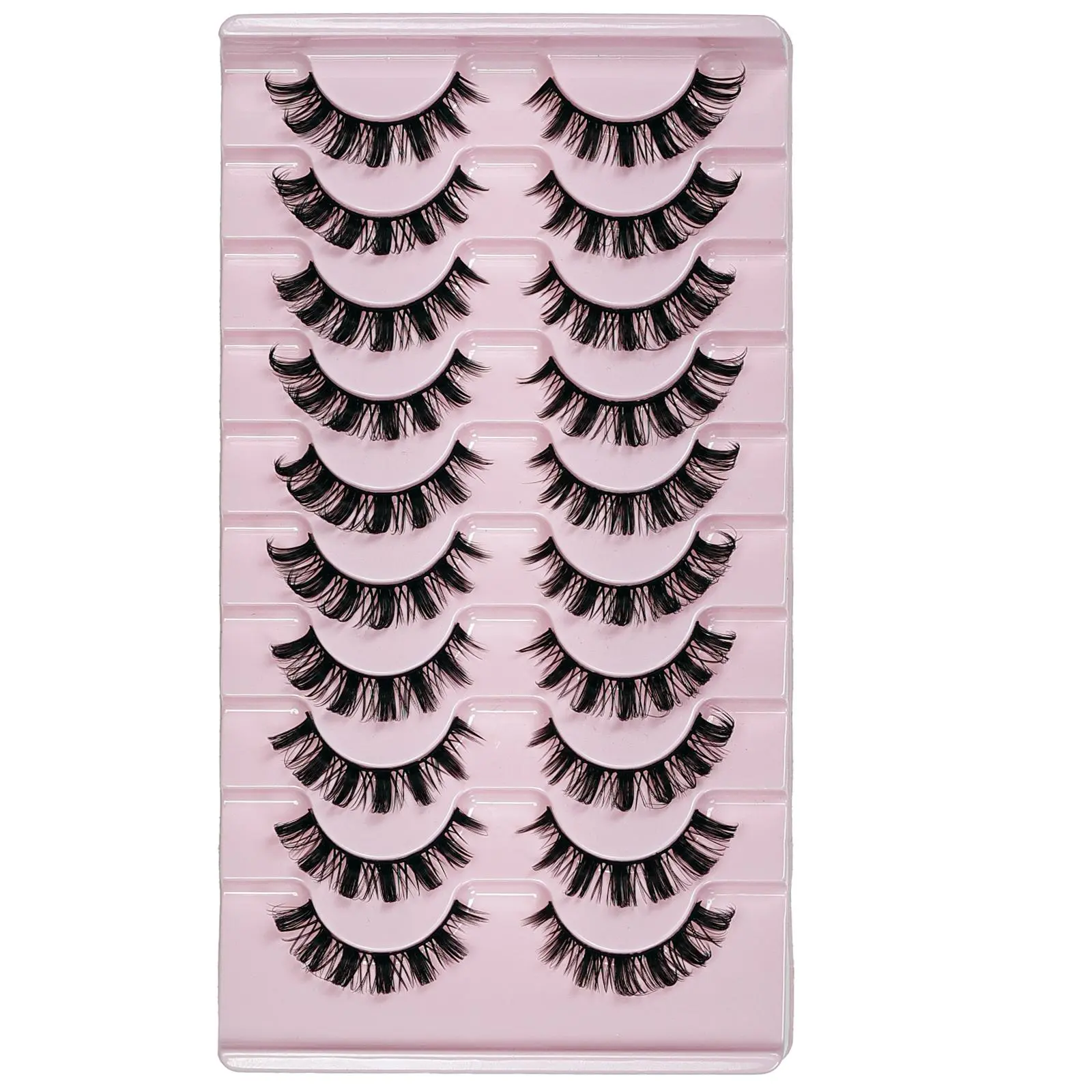 Fluffy False Eyelashes, Longer Looking Eyelashes, 10 Pairs Russian Strip Lashes, Natural Wispy Fake Lashes Pack, High Quality Eyelashes, Professional Eye Makeup Accessories for Women, Lashes Strips