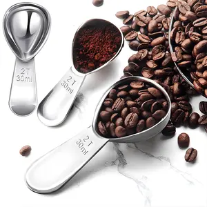 A Set of 3 Pcs 30/15 ml Coffee Scoop Tablespoon Measuring Spoons,Stainless Steel Coffee Scoops Short Handle Tablespoon for Tea,Sugar,Kitchen,Halloween Christmas Party Gifts,Hand Tools Kits