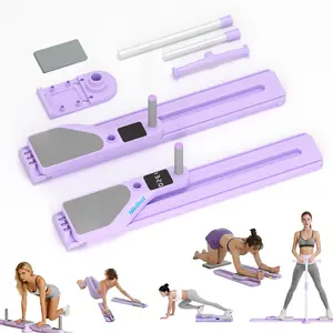 Multifunctional Pilates Board Home Workout Equipment Pilates Reformer Machine with Resistance Bands Timer Kcal Reps Display Full Body Fitness Exercise Kit for Women Purple