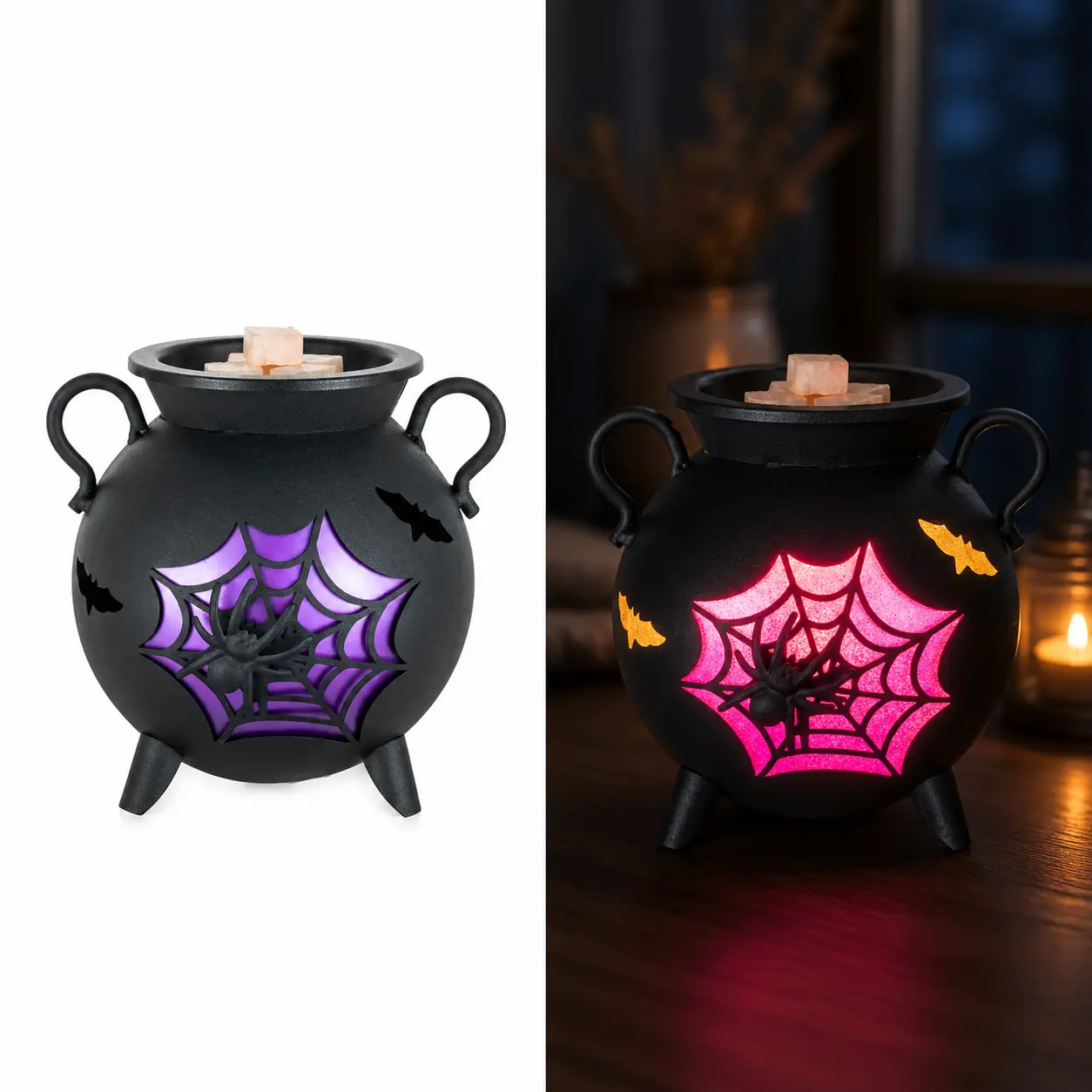 Cute Electric Wax Melt Warmer - Halloween Home Fragrance Burner with 2 Light Bulbs, Holiday Decorations, Room Scenting Gift for Women
