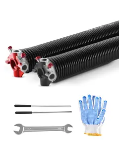 VEVOR Garage Door Torsion Springs,  Pair of 0.218 x 2 x 26 in, 16000 Cycles, Electrophoresis Black Coated for Replacement, Garage Door Springs with Non-Slip Winding Bars, Gloves and Mounting Wrench