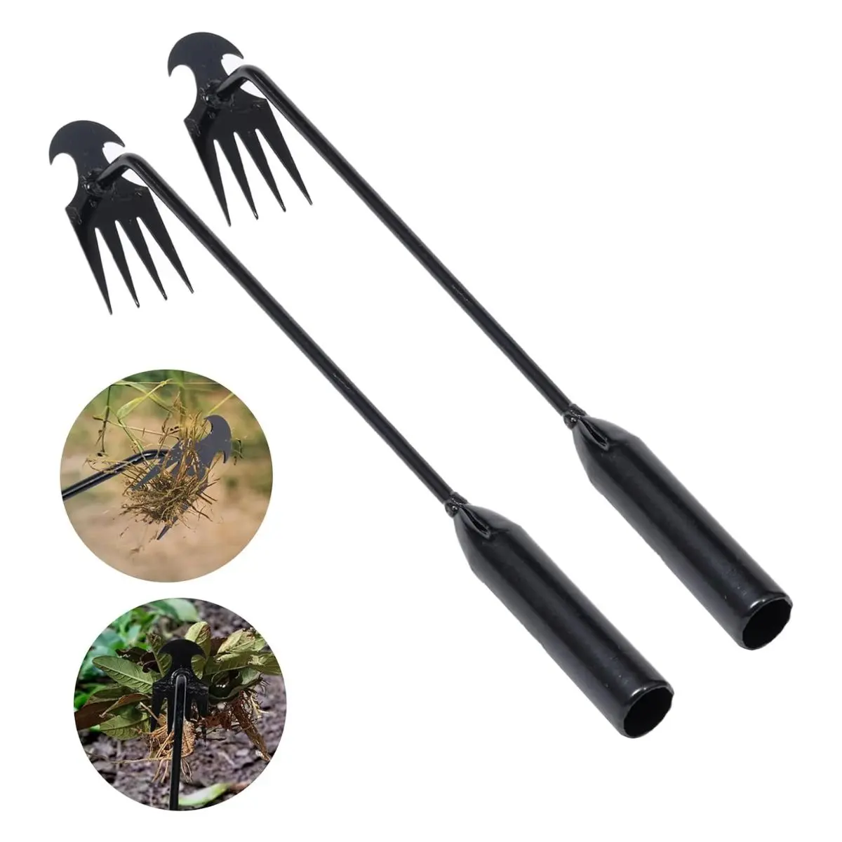 Garden Weed Puller Tool – 4 Teeth Manganese Steel Hand Weeder for Gardening
