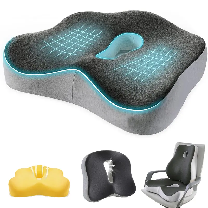Concave U-shaped donut pillow for office, car, and home seats. Memory foam pillow with washable and breathable cover, suitable for long-term sitting, for office chairs, gaming chairs, and car seat upgrades, Seat Cushion Pad