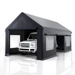 12x20ft Heavy-Duty Waterproof Carport Canopy with Reinforced Base & Side-Access Door, Portable Outdoor Garage for Trucks, Boats, and Cars