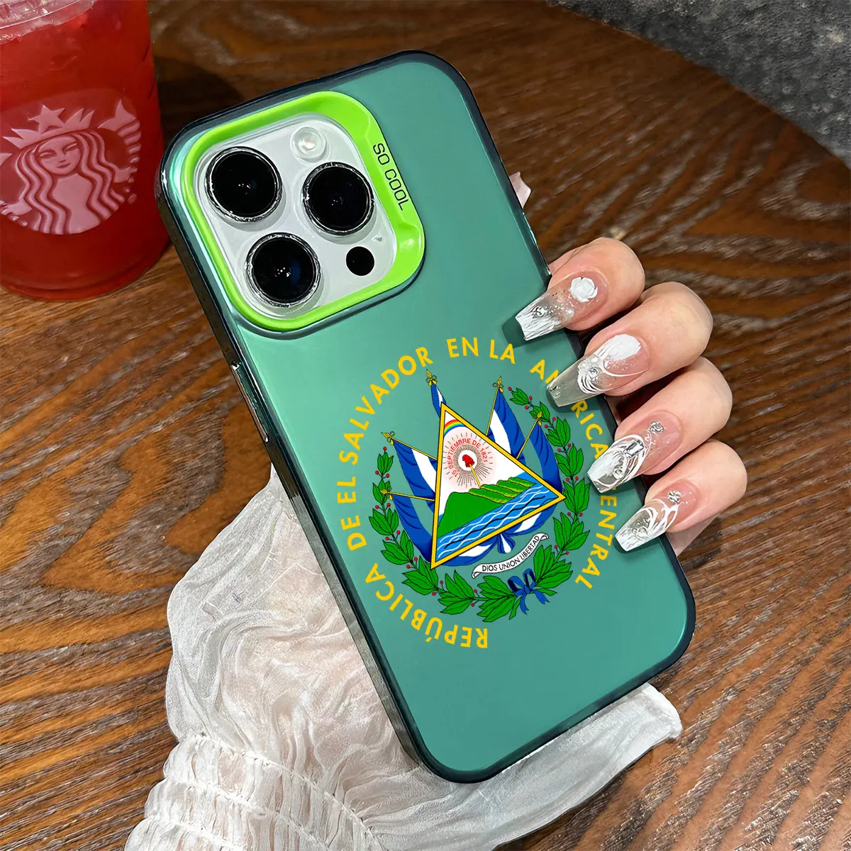 El Salvador Coat of Arms Pattern Shockproof Phone Case for iPhone 7 8 X XR 11 12 13 14 15 16 17 Pro Max Plus Air 17E Protecitved Cover, Patriotic Salvadoran Flag Design